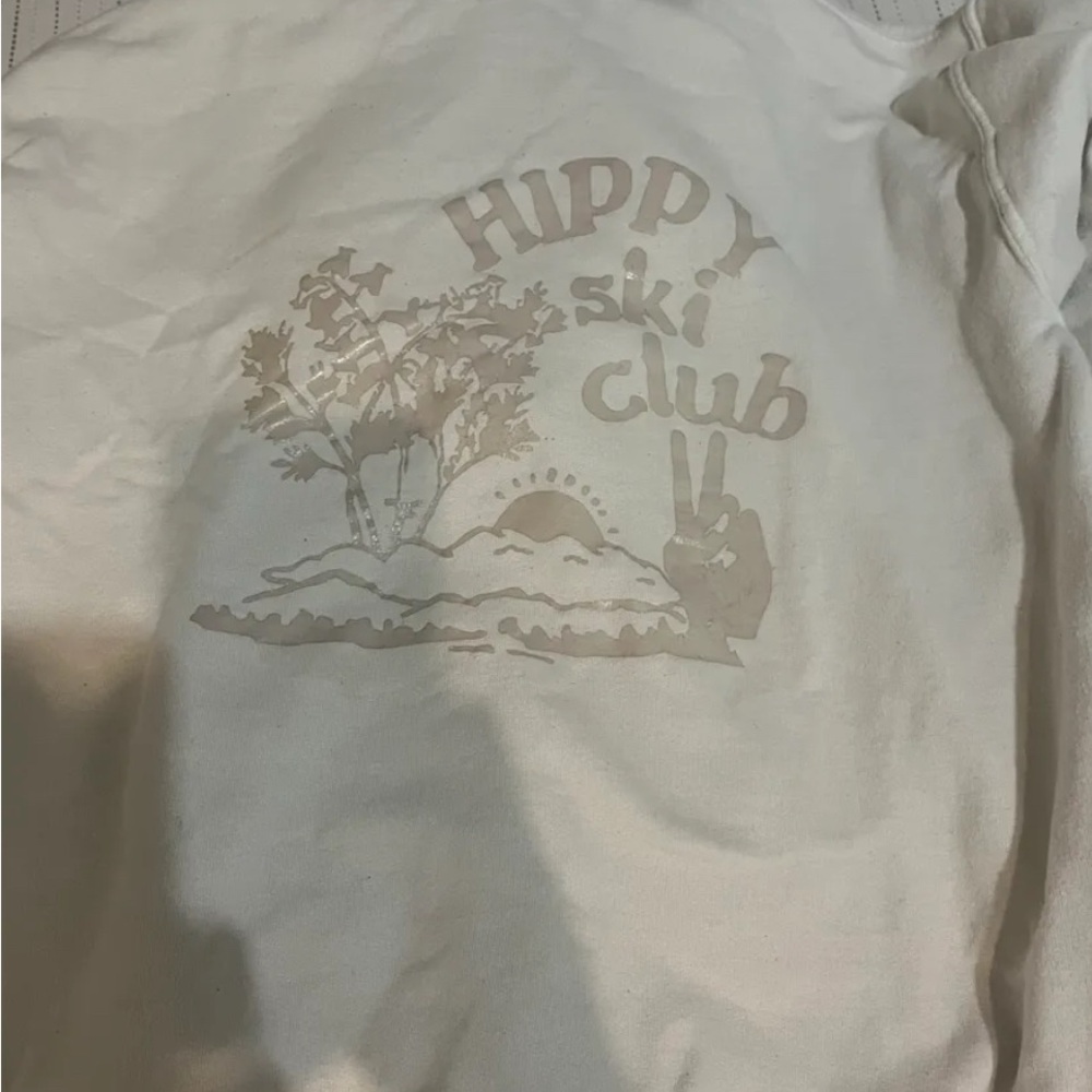 Cream Vintage Graphic Hoodie Sweatshirt